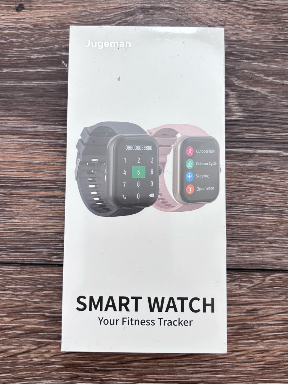 Jugeman Smart Watch 44mm Black Silicone Band Fitness Tracker Android/iOS 32GB